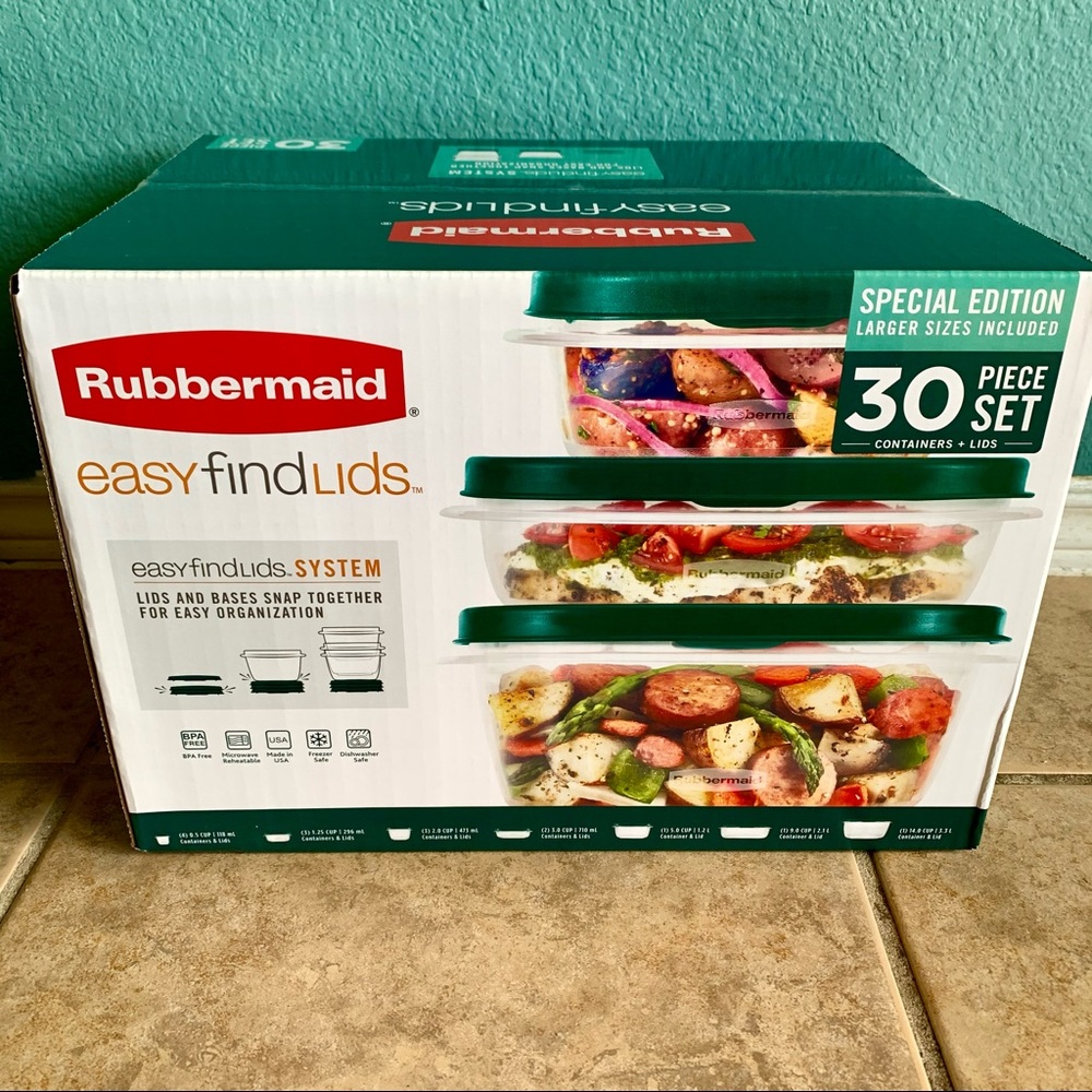 30 Piece Rubbermaid Easy Find Lids System NIB!